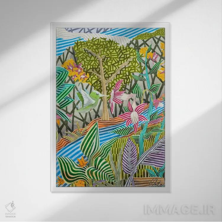 تابلو دکوراتیو مرغ مگس خوار، پرنده تبعید اثر خاویر اورتاس - نمای قابدار سفید