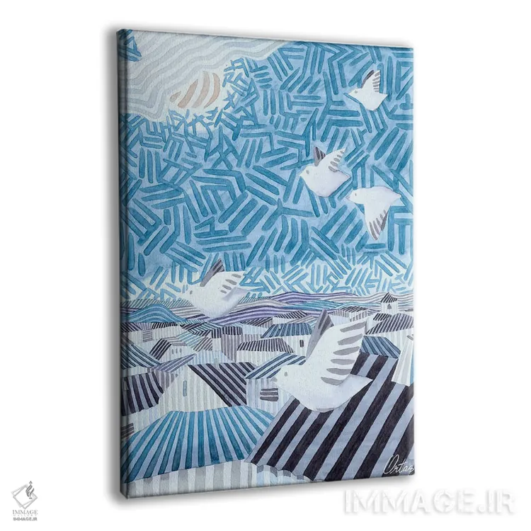 تابلو دکوراتیو پرندگان در حال پرواز اثر خاویر اورتاس - نمای پرسپکتیو محصول