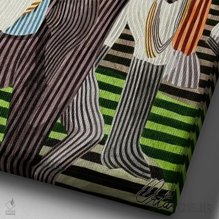 تابلو دکوراتیو صحنه سوارکاری با یک پونی اثر خاویر اورتاس - نمای نزدیک بافت بوم