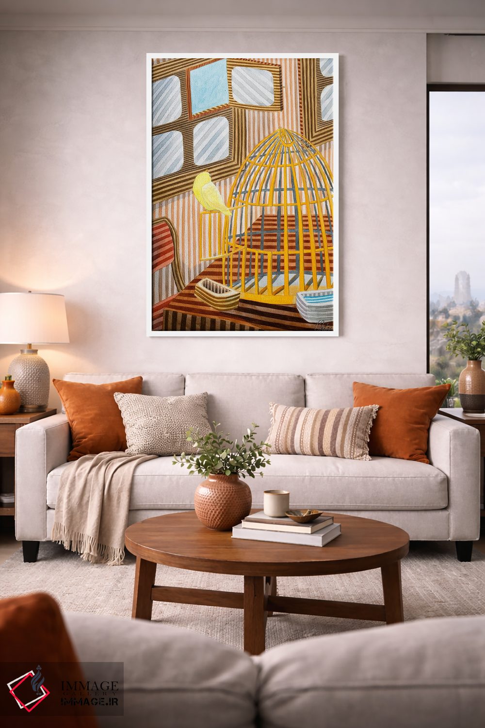 تابلو دکوراتیو قفس طلایی اثر خاویر اورتاس - D1W