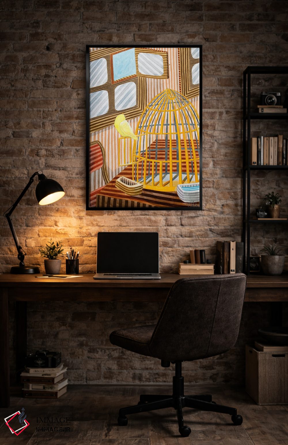 تابلو دکوراتیو قفس طلایی اثر خاویر اورتاس - D5B