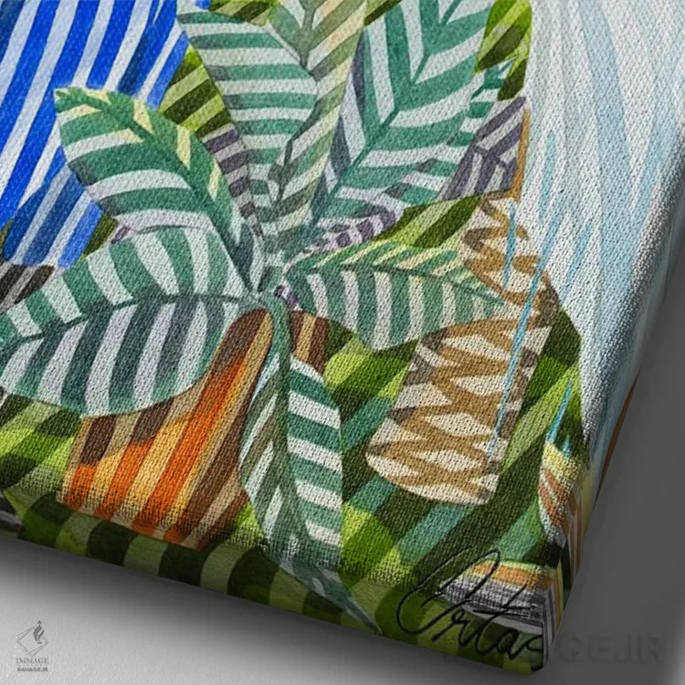 تابلو دکوراتیو باغبان اثر خاویر اورتاس - نمای نزدیک بافت بوم