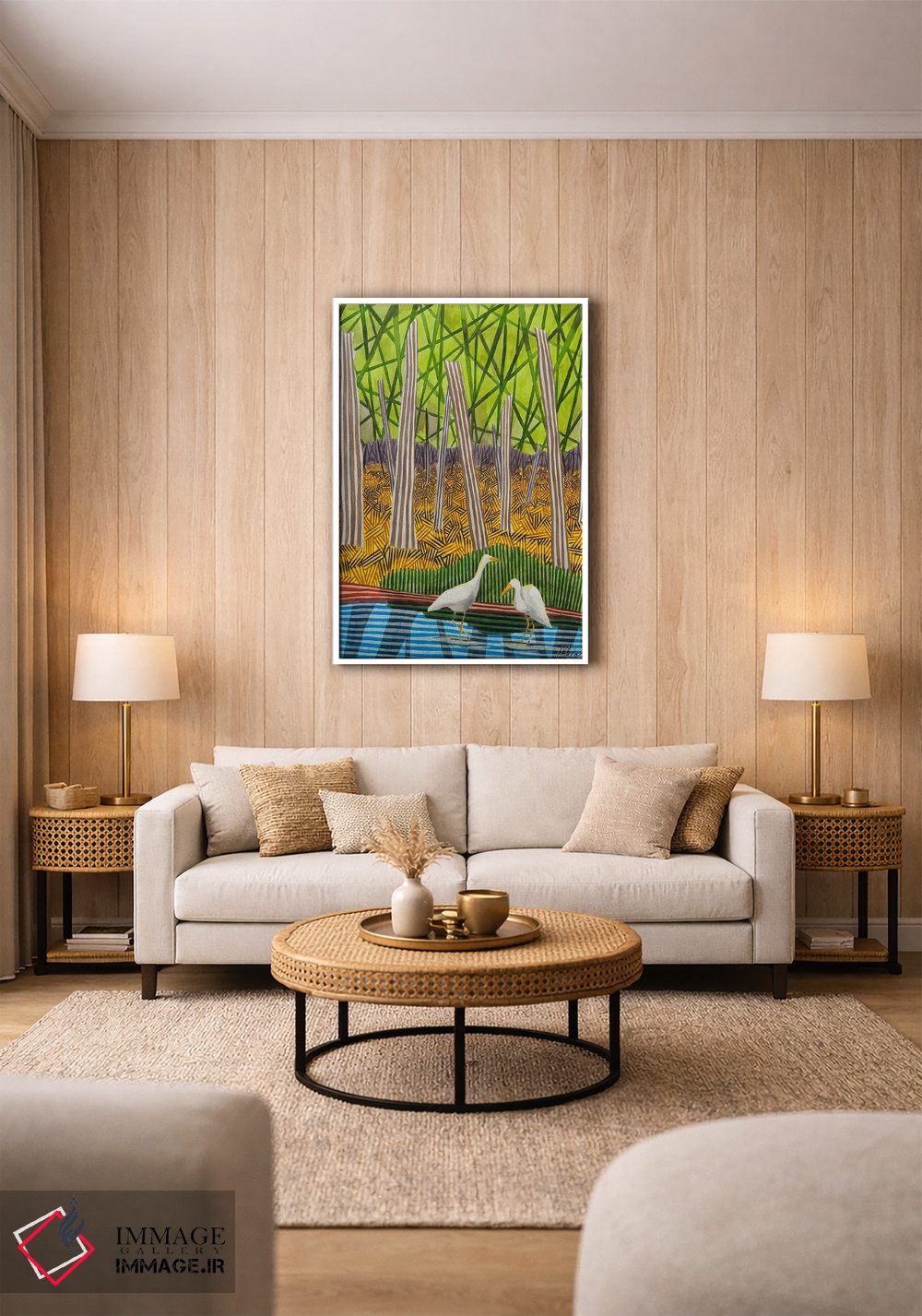 تابلو دکوراتیو دو پرنده در آب اثر خاویر اورتاس - D1W