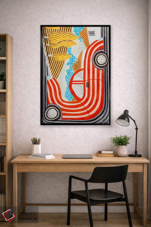 تابلو انتزاعی ماشین قرمز اثر خاویر اورتاس - D2B