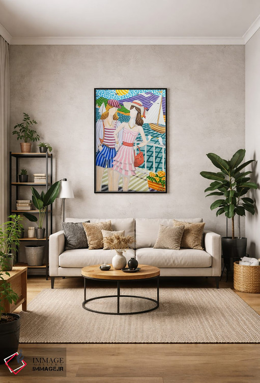 تابلو دکوراتیو دختران و قایق های بادبانی اثر خاویر اورتاس - D2B