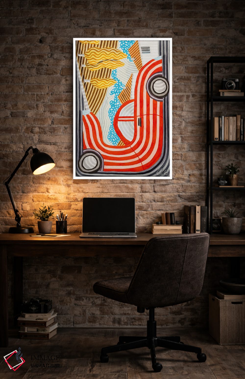 تابلو انتزاعی ماشین قرمز اثر خاویر اورتاس - D3W