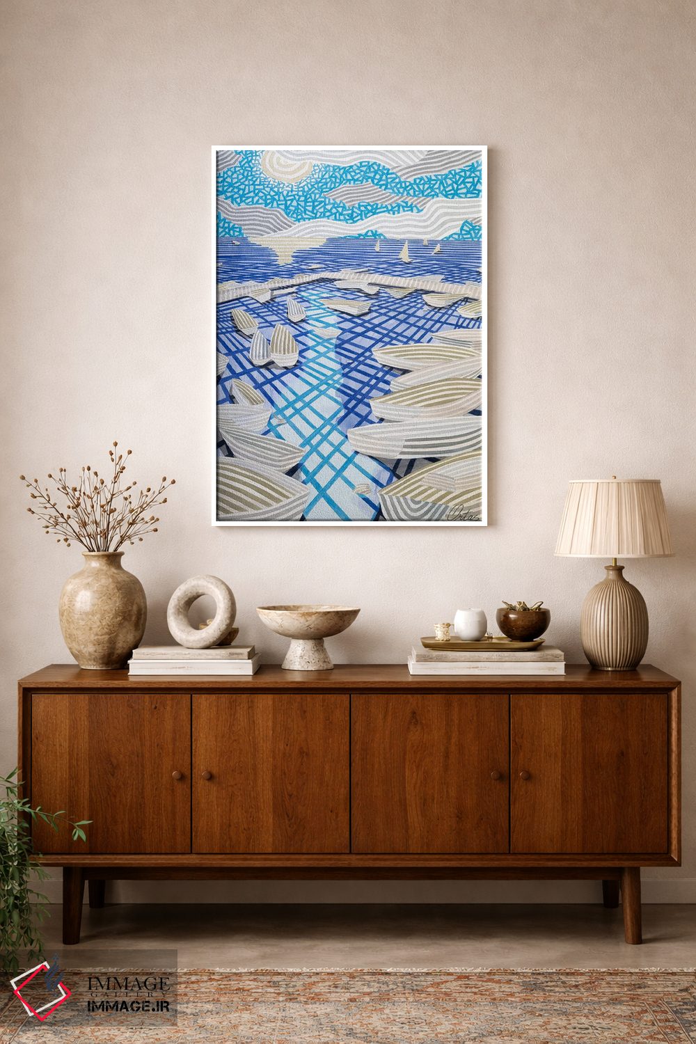 تابلو دکوراتیو یک بندر کوچک اثر خاویر اورتاس - D1W