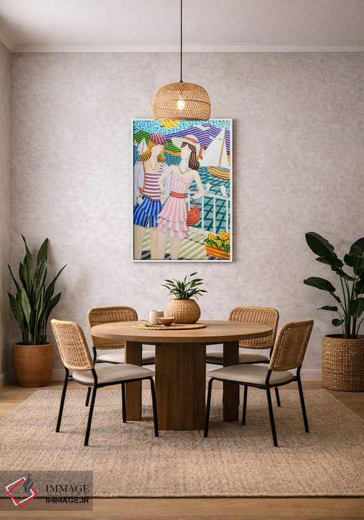 تابلو دکوراتیو دختران و قایق های بادبانی اثر خاویر اورتاس - D3W