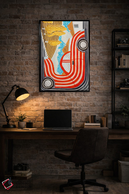 تابلو انتزاعی ماشین قرمز اثر خاویر اورتاس - D5B