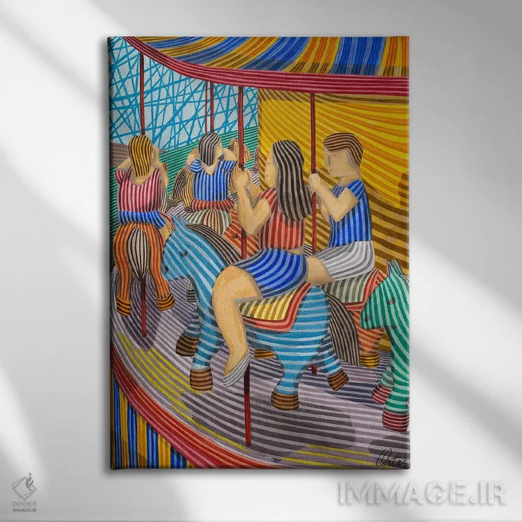 تابلو دکوراتیو چرخ وفلک اثر خاویر اورتاس - نمای روبهرو روی دیوار