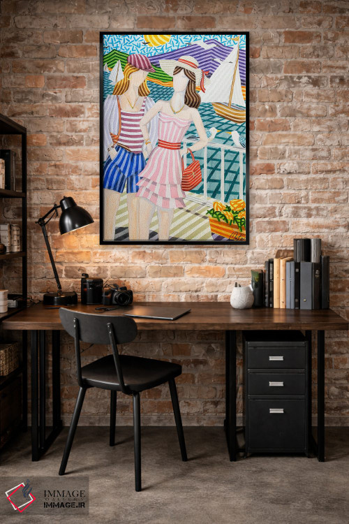 تابلو دکوراتیو دختران و قایق های بادبانی اثر خاویر اورتاس - D5B