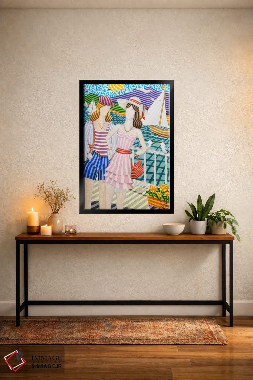 تابلو دکوراتیو دختران و قایق های بادبانی اثر خاویر اورتاس - D6B