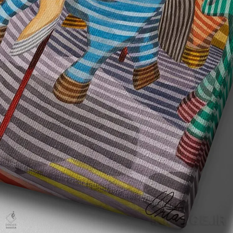 تابلو دکوراتیو چرخ وفلک اثر خاویر اورتاس - نمای نزدیک بافت بوم