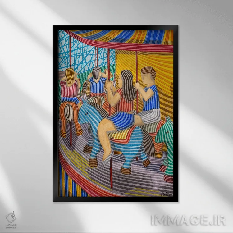 تابلو دکوراتیو چرخ وفلک اثر خاویر اورتاس - نمای قابدار مشکی