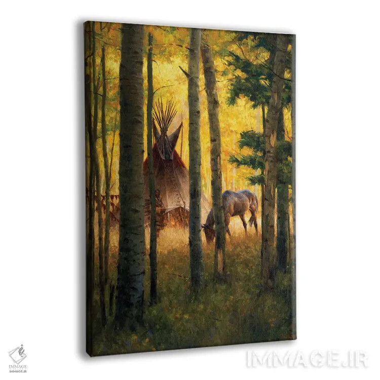 تابلو دکوراتیو اردوگاه اعماق جنگل اثر جو ولاسکز - نمای پرسپکتیو محصول
