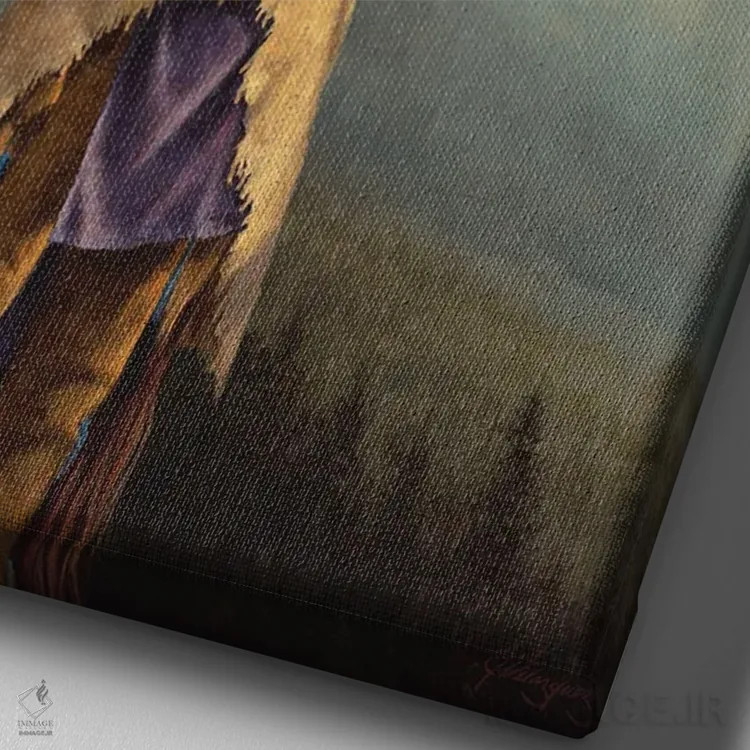 تابلو دکوراتیو نگهبان پایپ مقدس اثر جو ولاسکز - نمای نزدیک بافت بوم