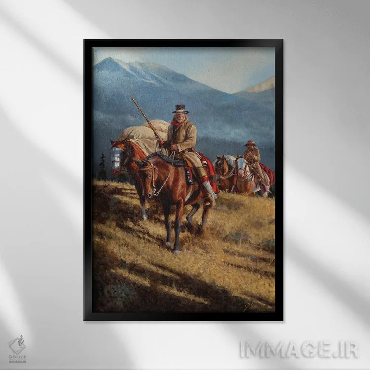 تابلو دکوراتیو به سوی اردوگاه زمستانی اثر جو ولاسکز - نمای قابدار مشکی