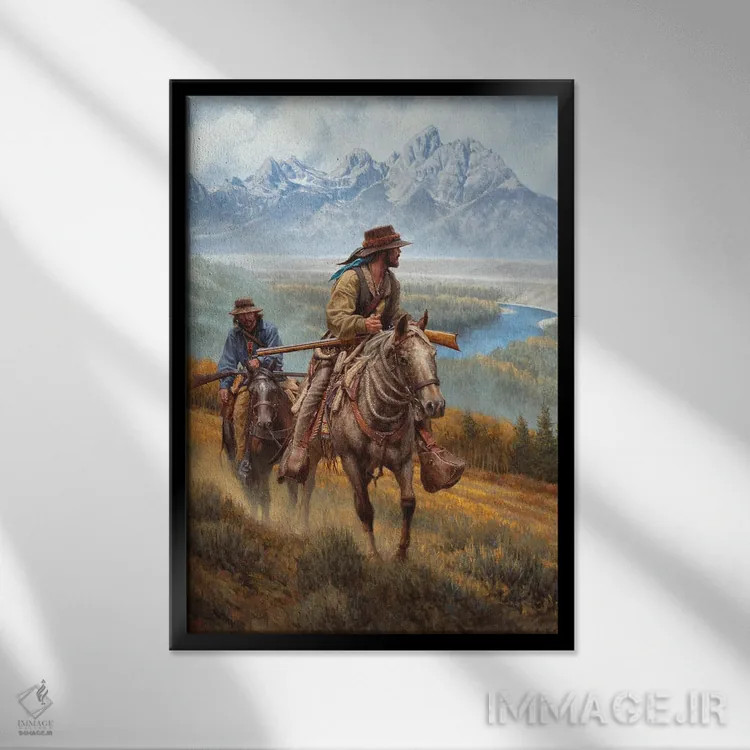 تابلو دکوراتیو فصل مردان کوهستان اثر جو ولاسکز - نمای قابدار مشکی