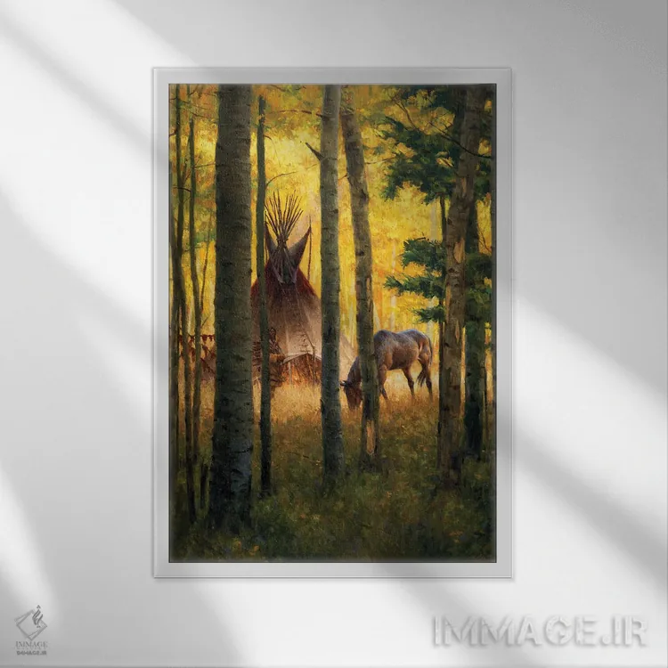 تابلو دکوراتیو اردوگاه اعماق جنگل اثر جو ولاسکز - نمای قابدار سفید