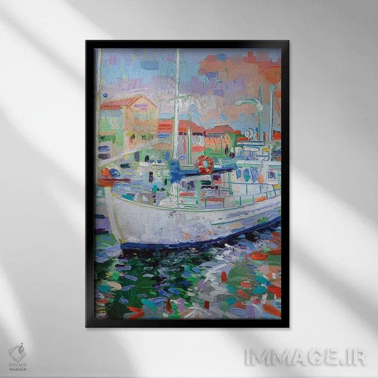 تابلو دکوراتیو اسکله فرانکلین اثر جوزف ویلانوا - نمای قابدار مشکی