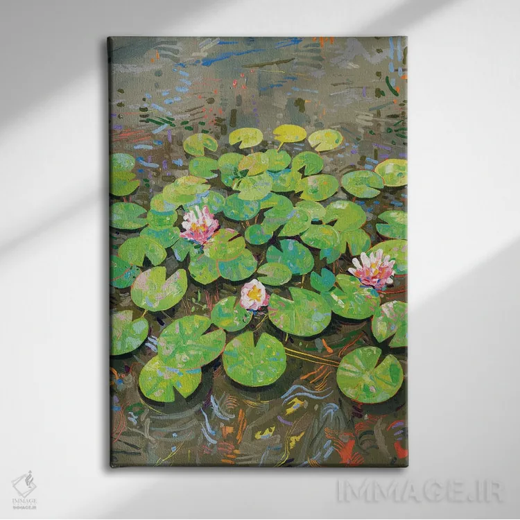 تابلو دکوراتیو برکه سوسن تاسمانی ۴۶ اثر جوزف ویلانوا - نمای روبهرو روی دیوار