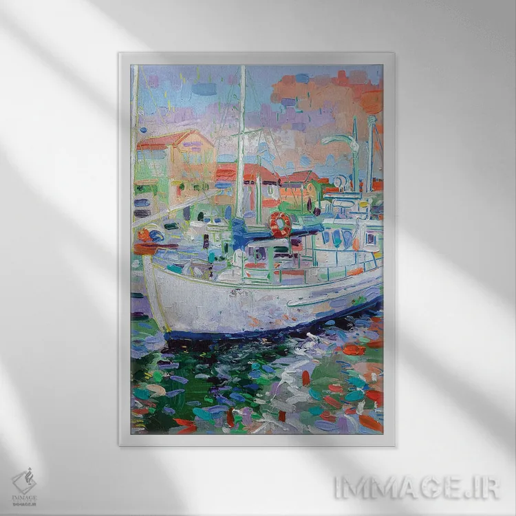 تابلو دکوراتیو اسکله فرانکلین اثر جوزف ویلانوا - نمای قابدار سفید