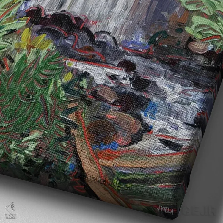 تابلو دکوراتیو آبشار هوپتون اثر جوزف ویلانوا - نمای نزدیک بافت بوم