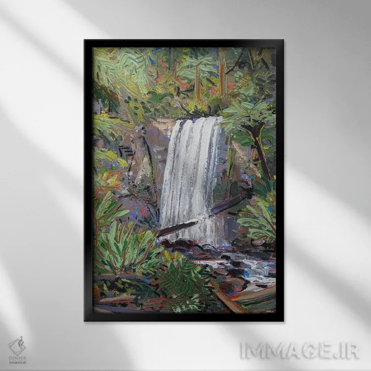 تابلو دکوراتیو آبشار هوپتون اثر جوزف ویلانوا - نمای قابدار مشکی