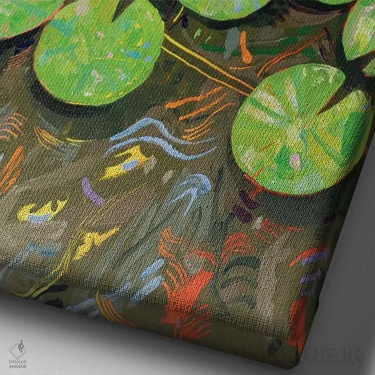 تابلو دکوراتیو برکه سوسن تاسمانی ۴۶ اثر جوزف ویلانوا - نمای نزدیک بافت بوم