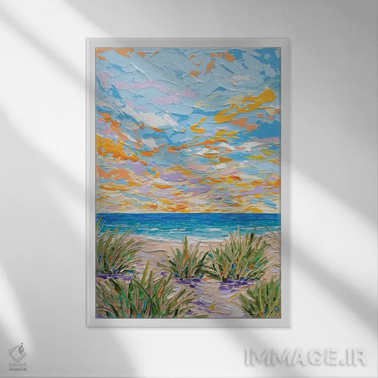 تابلو انتزاعی مسیر ساحلی ۵ اثر جوزف ویلانوا - نمای قابدار سفید