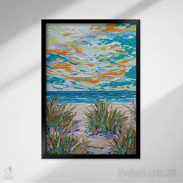 تابلو انتزاعی مسیر ساحلی ۸ اثر جوزف ویلانوا - نمای قابدار مشکی