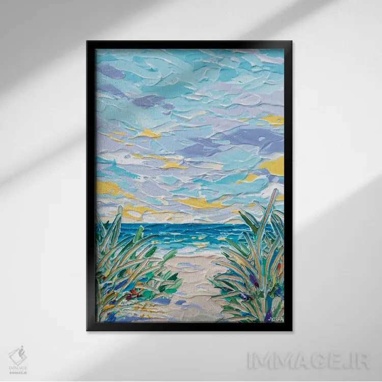 تابلو انتزاعی مسیر ساحلی ۱۲ اثر جوزف ویلانوا - نمای قابدار مشکی