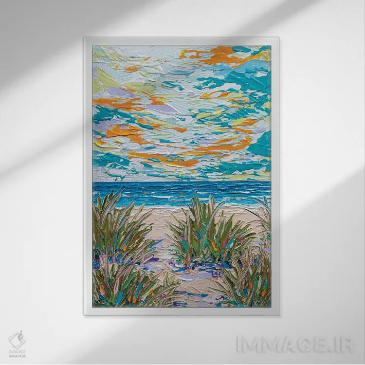 تابلو انتزاعی مسیر ساحلی ۸ اثر جوزف ویلانوا - نمای قابدار سفید