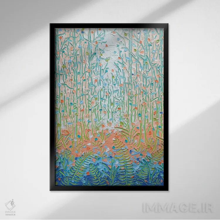 تابلو انتزاعی نور از میان بوته زار ۲۰ اثر جوزف ویلانوا - نمای قابدار مشکی