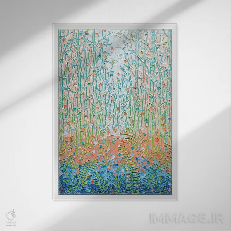 تابلو انتزاعی نور از میان بوته زار ۲۰ اثر جوزف ویلانوا - نمای قابدار سفید