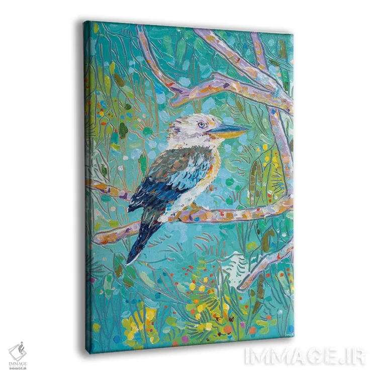 تابلو دکوراتیو کوکابورای بال آبی اثر جوزف ویلانوا - نمای پرسپکتیو محصول