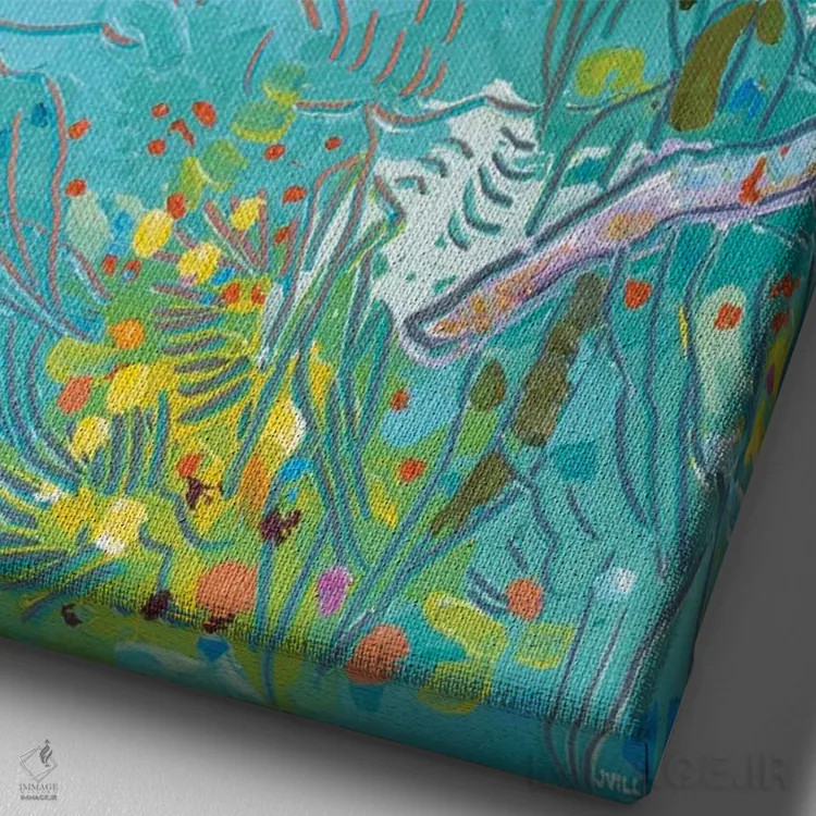 تابلو دکوراتیو کوکابورای بال آبی اثر جوزف ویلانوا - نمای نزدیک بافت بوم