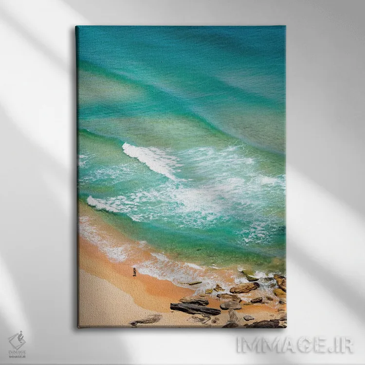 تابلو دکوراتیو عابری تنها در ساحل پالم اثر جیمز وودیکا - نمای روبهرو روی دیوار