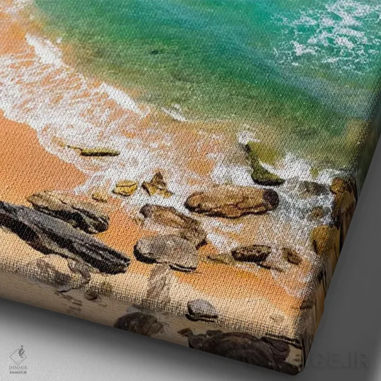 تابلو دکوراتیو عابری تنها در ساحل پالم اثر جیمز وودیکا - نمای نزدیک بافت بوم
