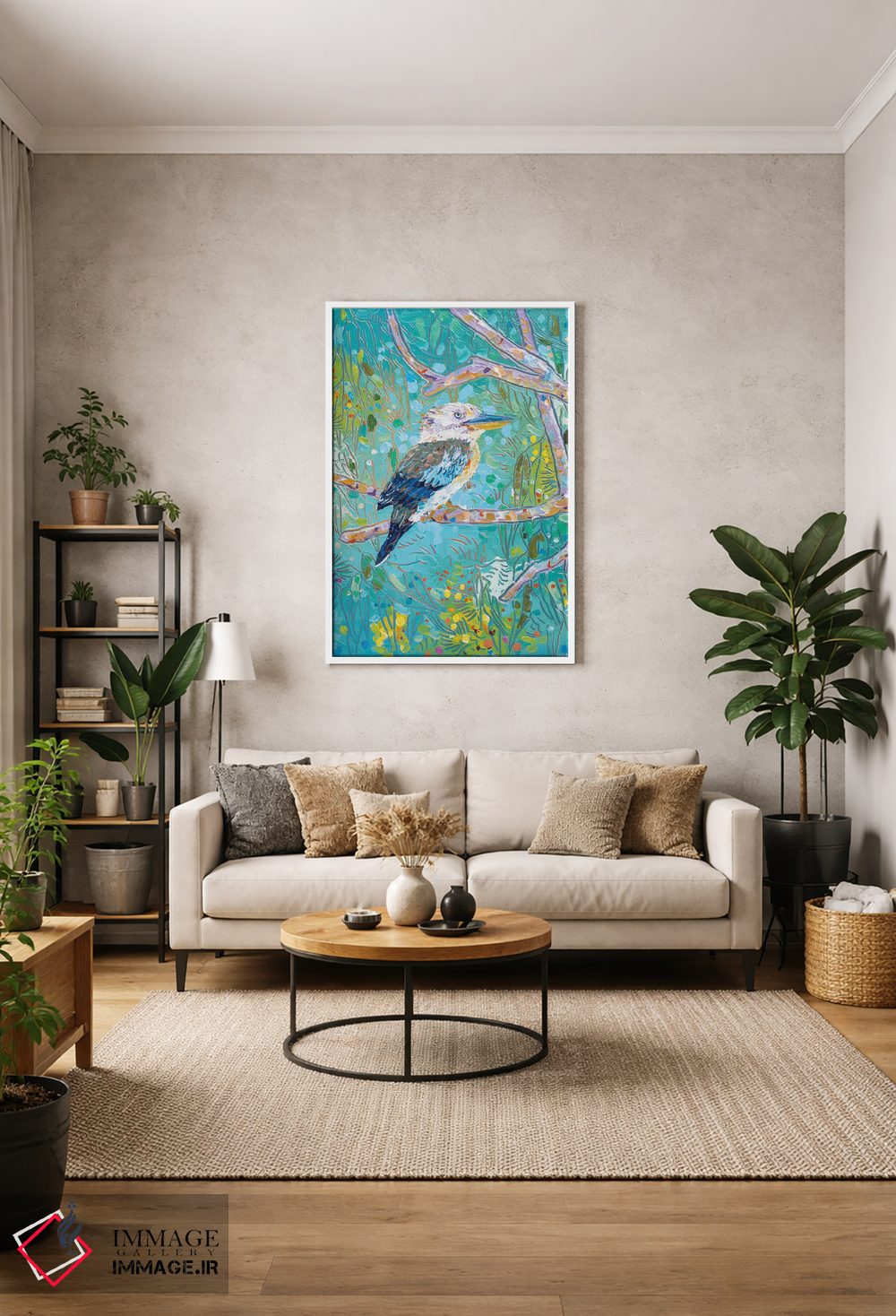 تابلو دکوراتیو کوکابورای بال آبی اثر جوزف ویلانوا - D1W