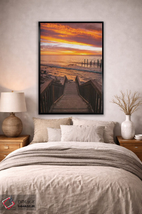 تابلو دکوراتیو پله های کنار ساحل در غروب اثر جیمز وودیکا - D2B