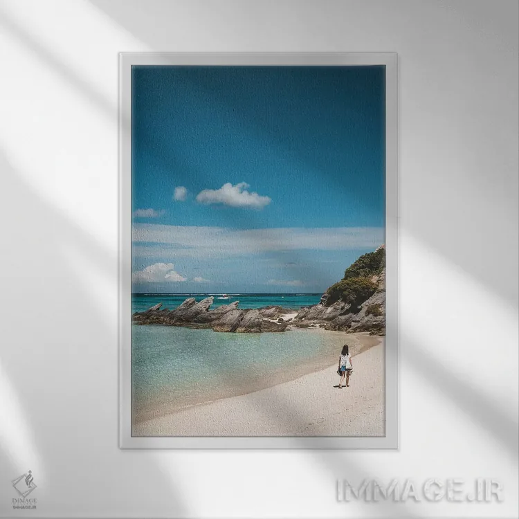 تابلو دکوراتیو خلیج ساحلی بهشتی اثر جیمز وودیکا - نمای قابدار سفید