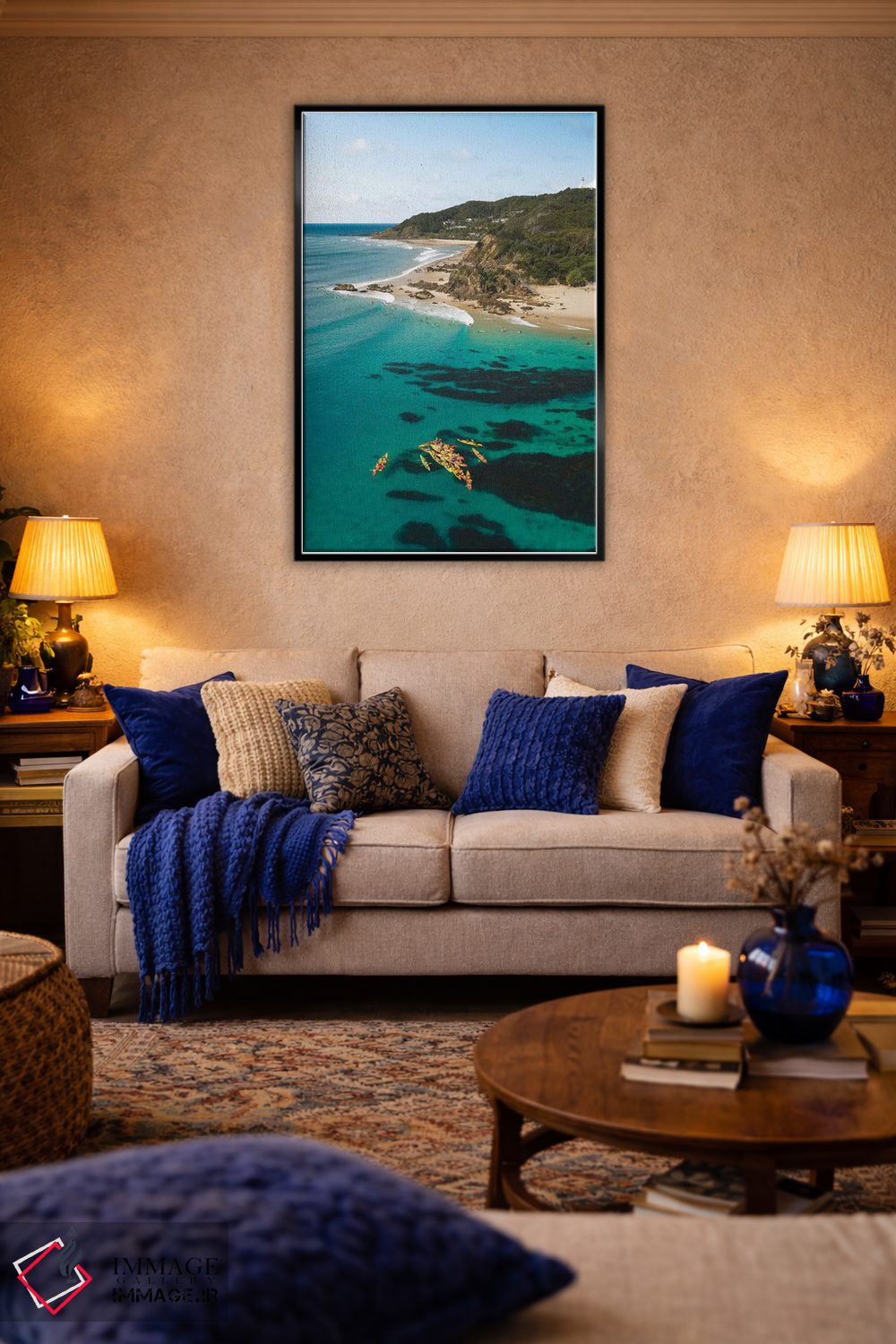 تابلو دکوراتیو منظره هوایی کایاک سواری در اقیانوس اثر جیمز وودیکا - D5B