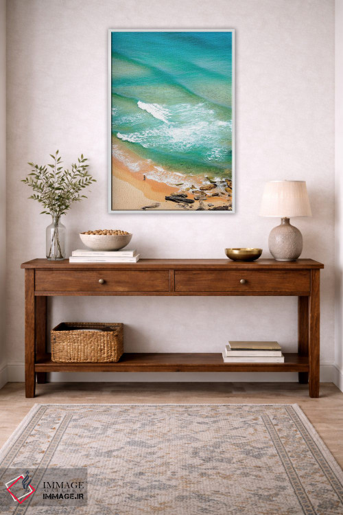 تابلو دکوراتیو عابری تنها در ساحل پالم اثر جیمز وودیکا - D2W