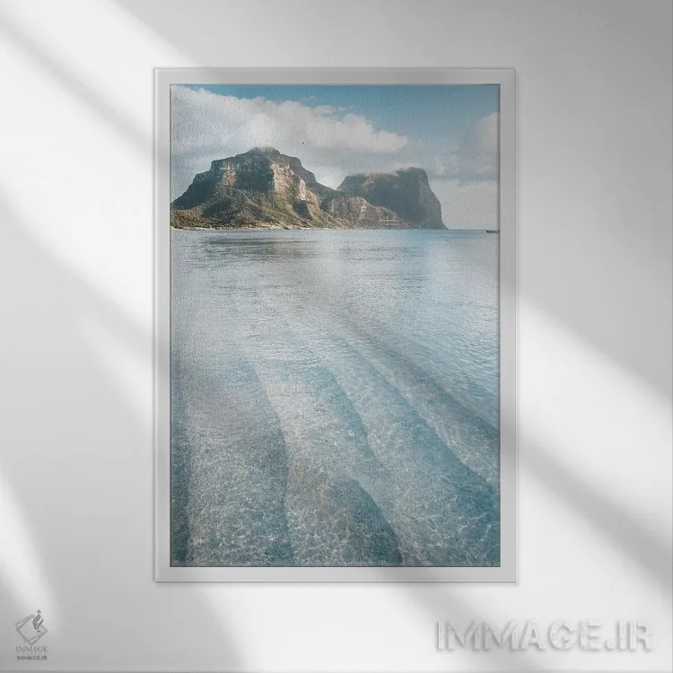 تابلو دکوراتیو ساحل جزیره بهشت اثر جیمز وودیکا - نمای قابدار سفید