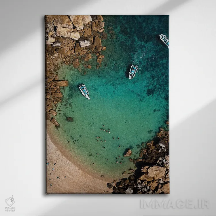 تابلو دکوراتیو نمای هوایی ساحل جزیره بیگه اثر جیمز وودیکا - نمای روبهرو روی دیوار
