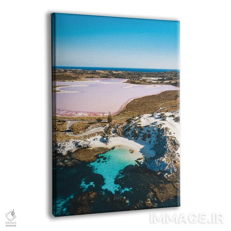 تابلو دکوراتیو دریاچه صورتی با اقیانوس فیروزه ای اثر جیمز وودیکا - نمای پرسپکتیو محصول