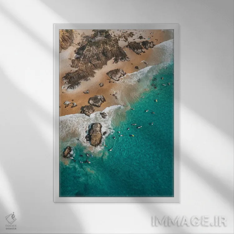 تابلو دکوراتیو موج سواران پوینت برک بایرون اثر جیمز وودیکا - نمای قابدار سفید