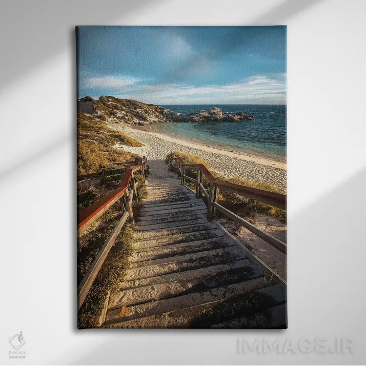 تابلو دکوراتیو پله های غروب جزیره راتنست اثر جیمز وودیکا - نمای روبهرو روی دیوار