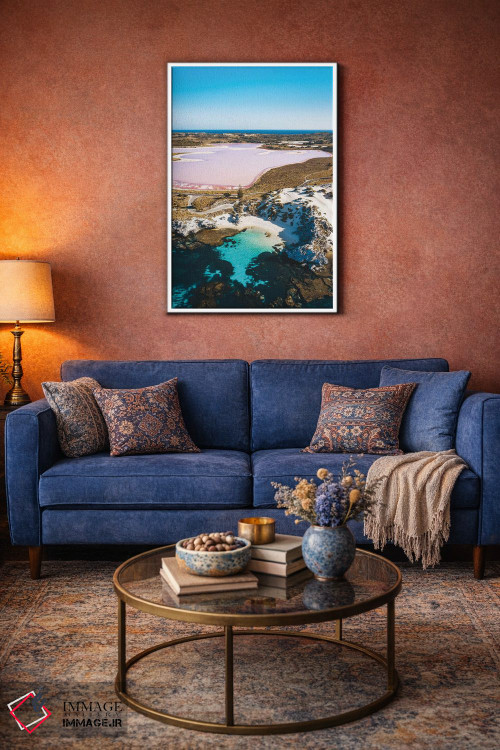 تابلو دکوراتیو دریاچه صورتی با اقیانوس فیروزه ای اثر جیمز وودیکا - D1W